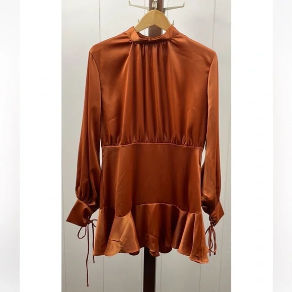 Petal & Pup NWT Rust Orange Satin Torena Dress - Picture 3 of 7